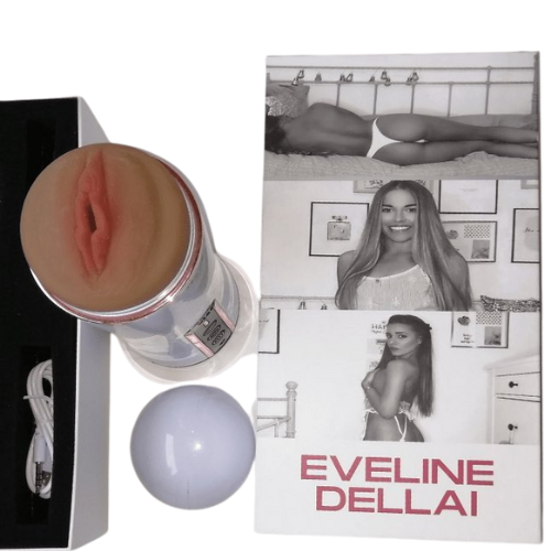 The product image shows the Eveline Dellai Finisher in its packaging. The packaging is predominantly white with a clear display window revealing the product.